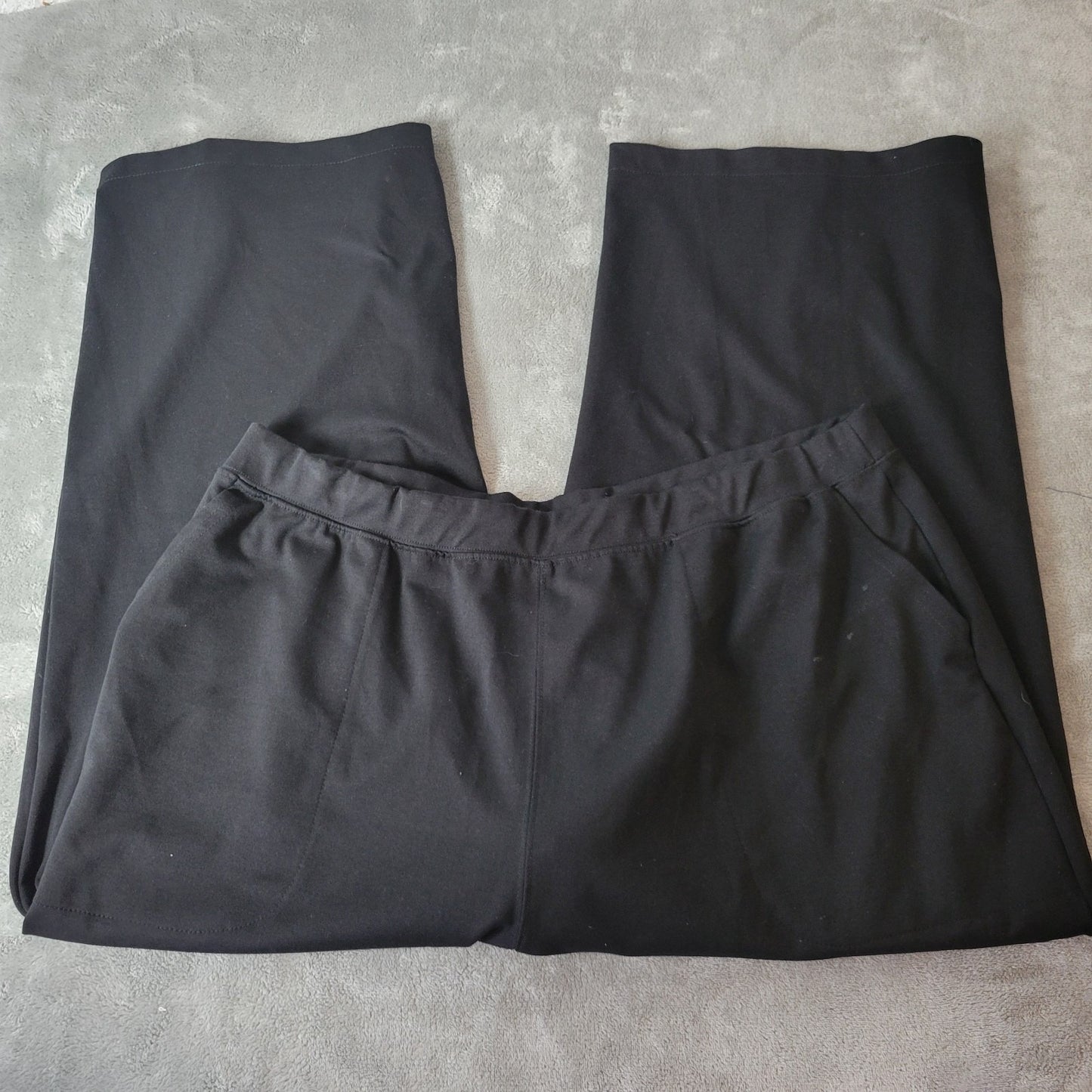 Woman Within Womens Pants 26W Plus Capri Pull On Pleated Black Poly Blend Pocket