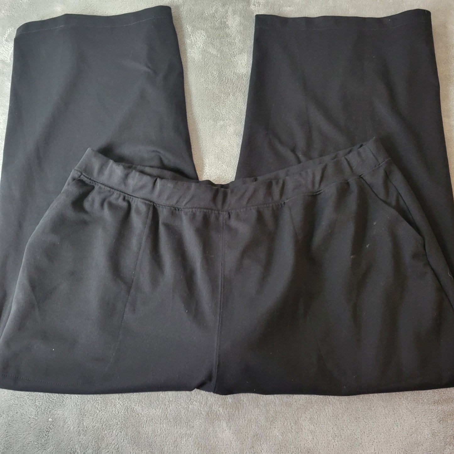 Woman Within Womens Pants 26W Plus Capri Pull On Pleated Black Poly Blend Pocket