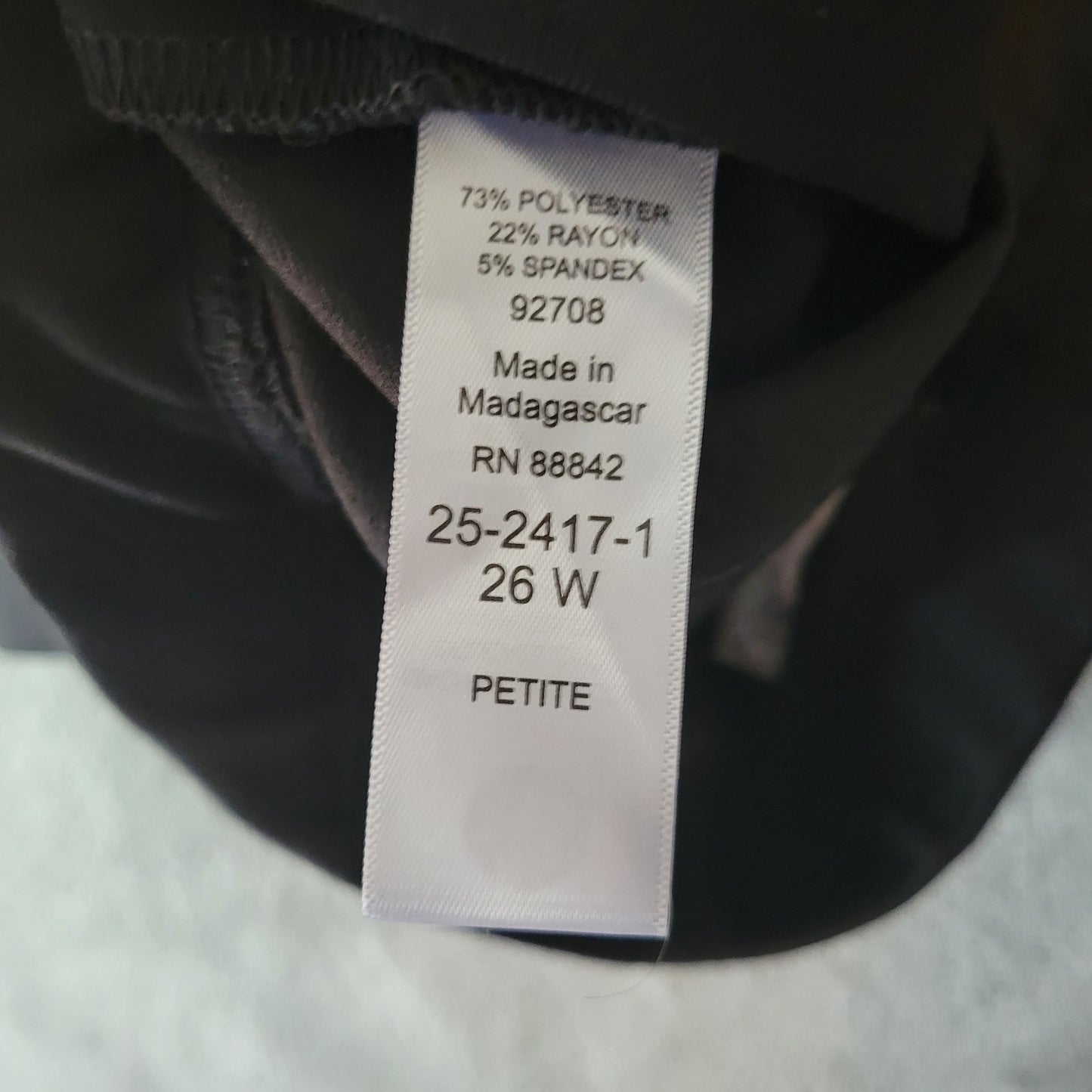 Woman Within Womens Pants 26W Plus Capri Pull On Pleated Black Poly Blend Pocket