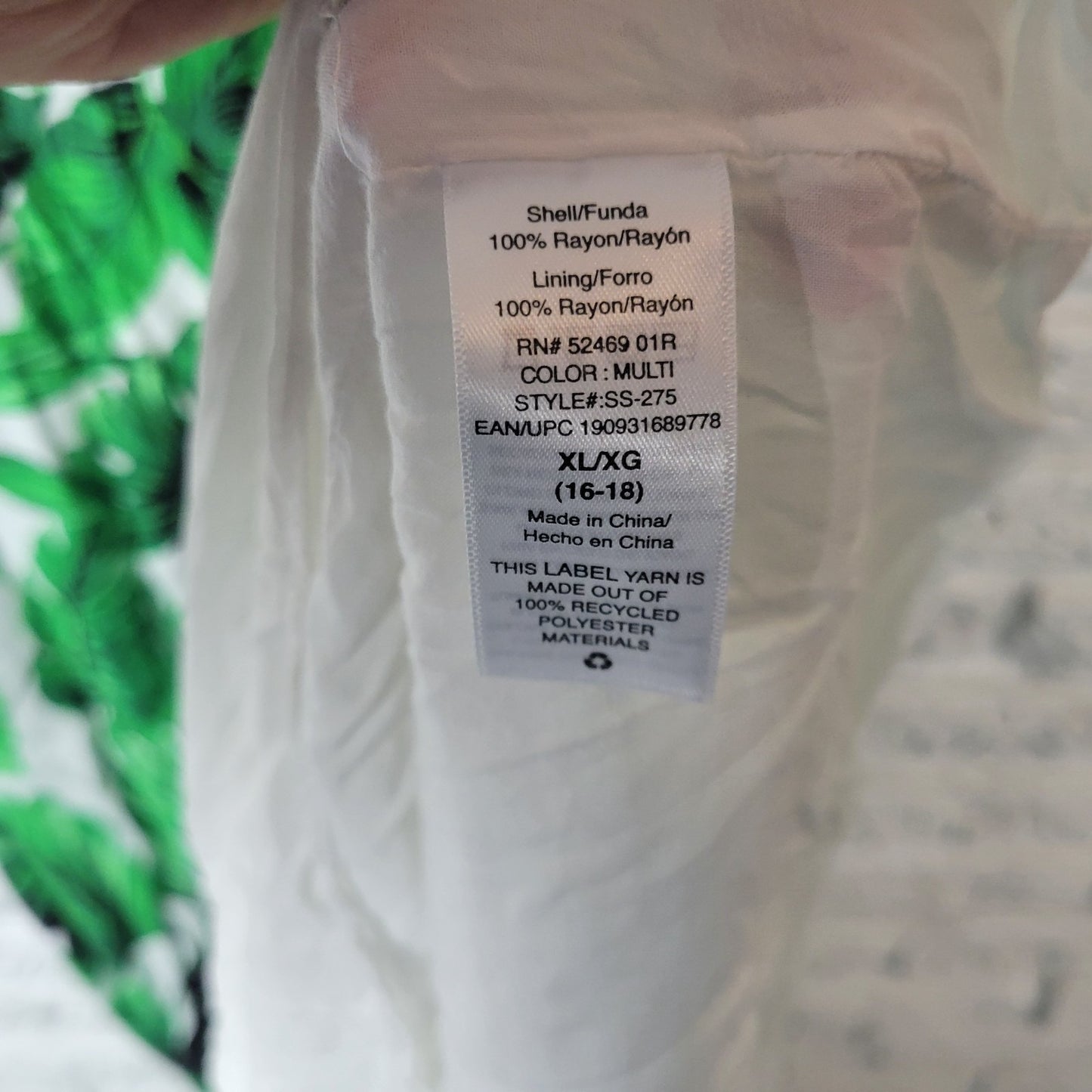 Scoop Women Dress XL 16 8 High Low Spaghetti Strap Criss Cross Back Green Floral