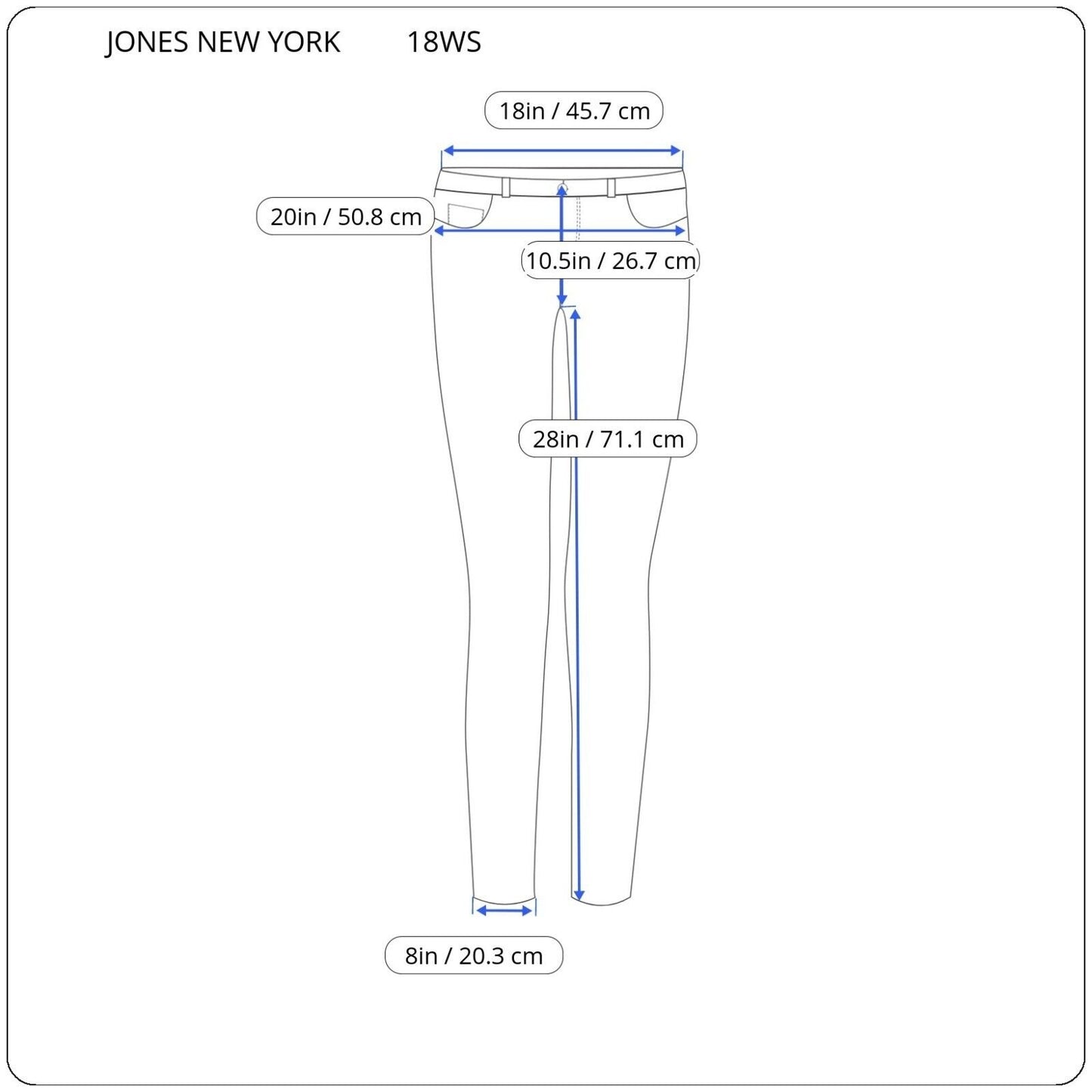 Jones New York Womens Jeans 18WS Gramercy Curvy Dark Blue Denim Zip Fly Straight