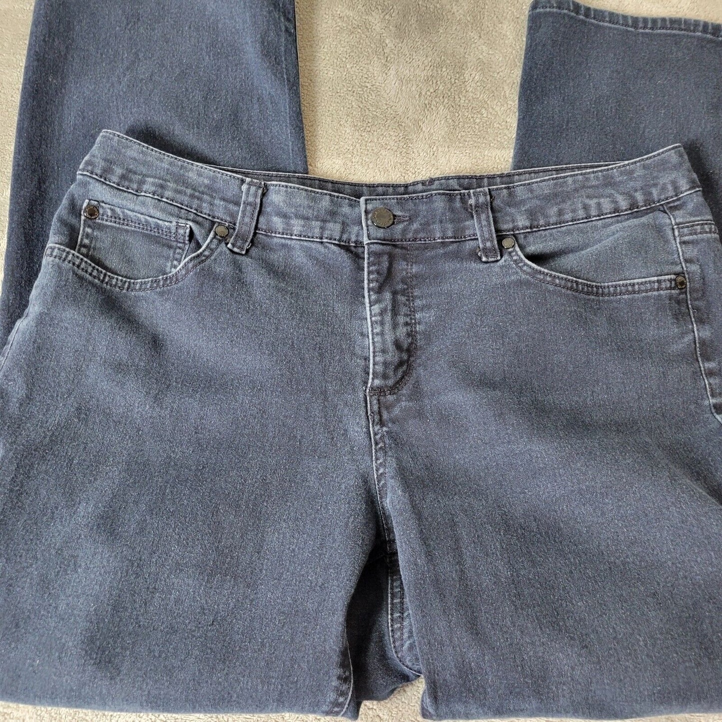 Jones New York Womens Jeans 18WS Gramercy Curvy Dark Blue Denim Zip Fly Straight