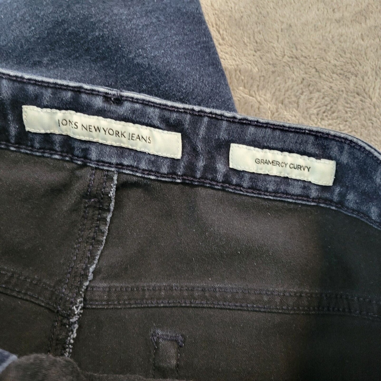 Jones New York Womens Jeans 18WS Gramercy Curvy Dark Blue Denim Zip Fly Straight