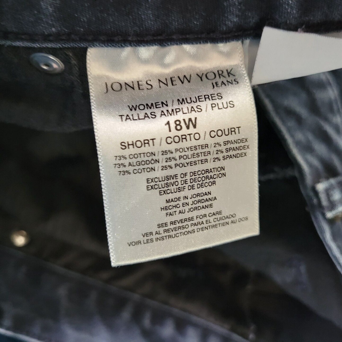 Jones New York Womens Jeans 18WS Gramercy Curvy Dark Blue Denim Zip Fly Straight
