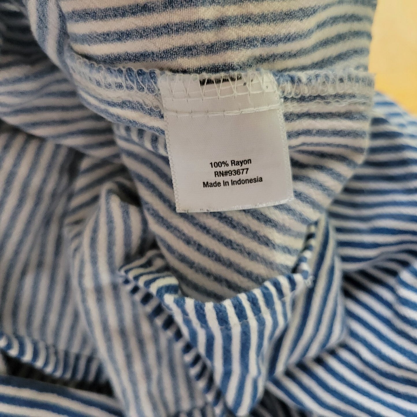 St Johns Bay Womens Top 0X Plus 3/4 Sleeve Blue Stripe Casual Lightweight Rayon