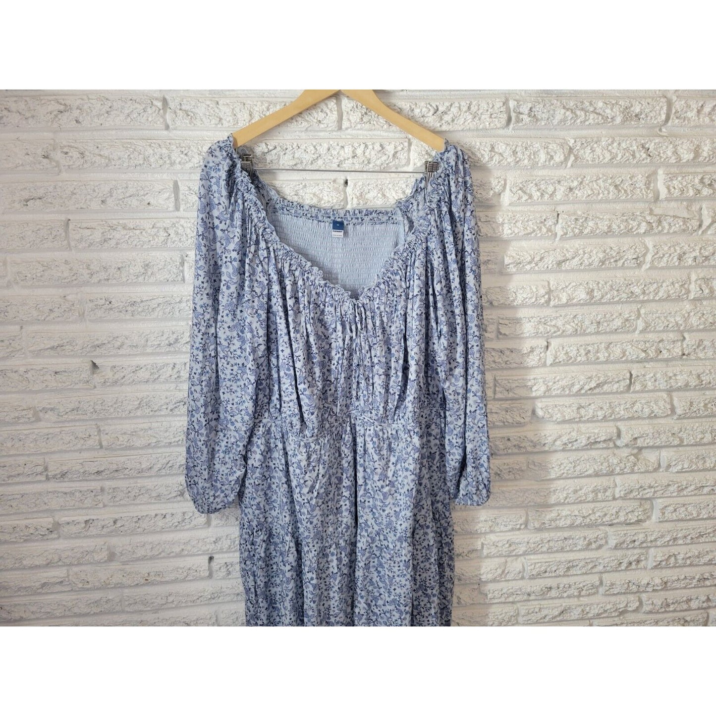 Old Navy Womens Dress 4X On Off Shoulder Fit Flare Casual Blue Paisley Pockets