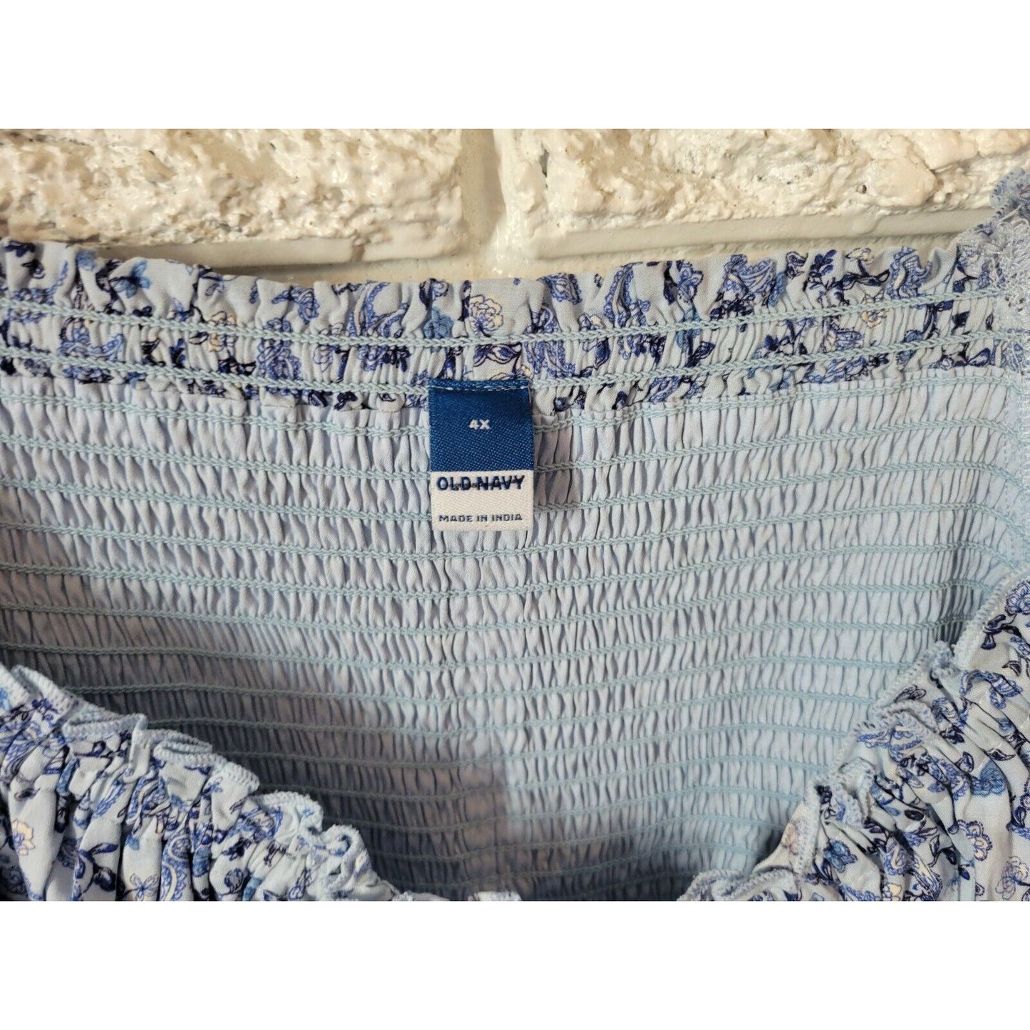 Old Navy Womens Dress 4X On Off Shoulder Fit Flare Casual Blue Paisley Pockets