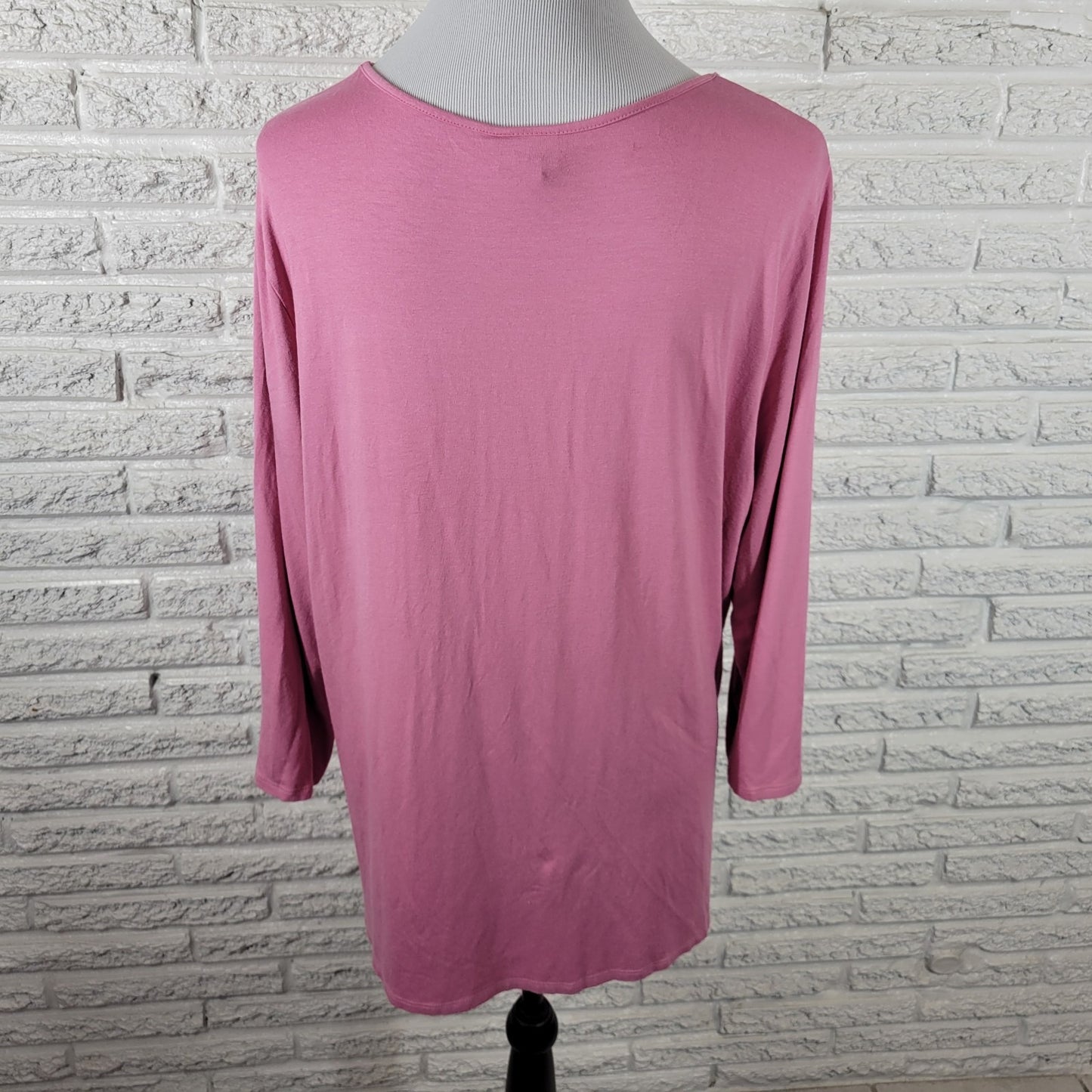J Jill Womens Top Extra Large XL 3/4 Sleeve Pink Rayon Blend Casual Comfy