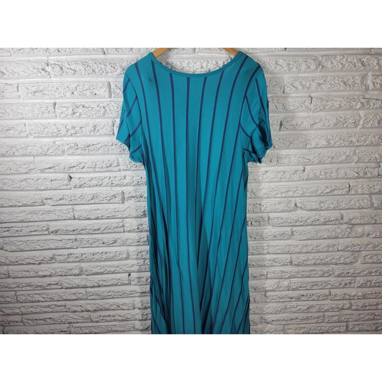 Lularoe Womens Dress Extra Large XL Tee Knit Comfy Asymmetric Blue Stripe Pocket