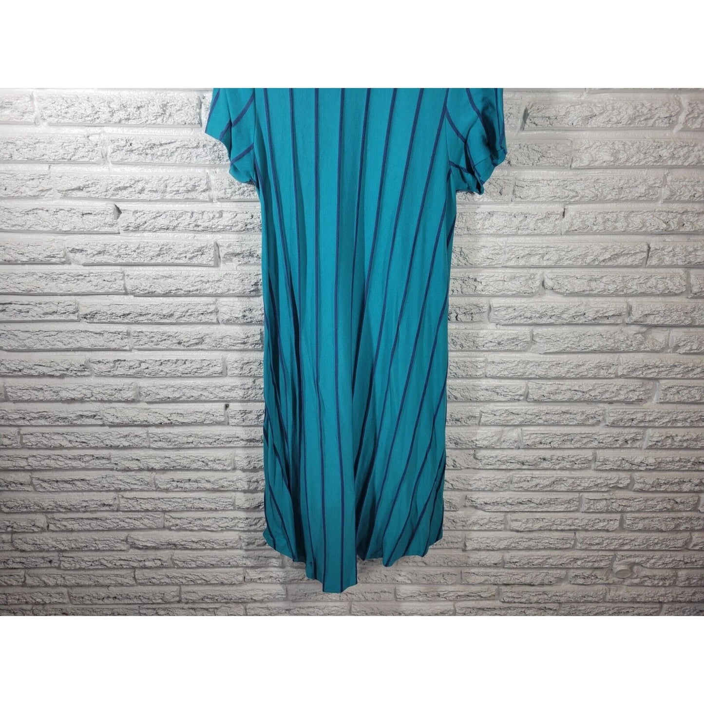 Lularoe Womens Dress Extra Large XL Tee Knit Comfy Asymmetric Blue Stripe Pocket