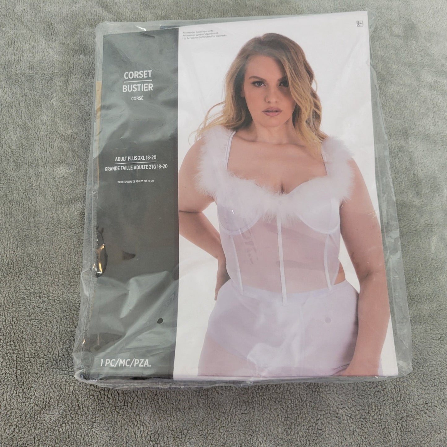 Adult Womens Halloween Costume 2XL 18 20 Plus Bustier ONLY White Theater Show