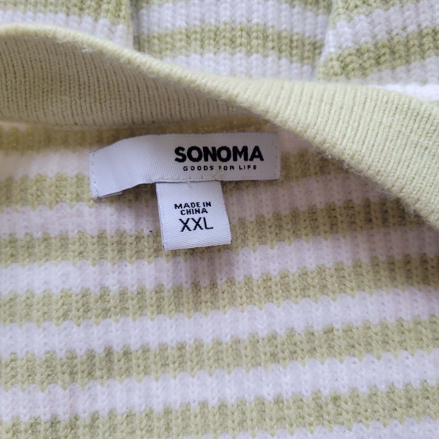 Sonoma Womens Sweater XXL Plus Long Sleeve Green Stripe Button Up Casual Comfy