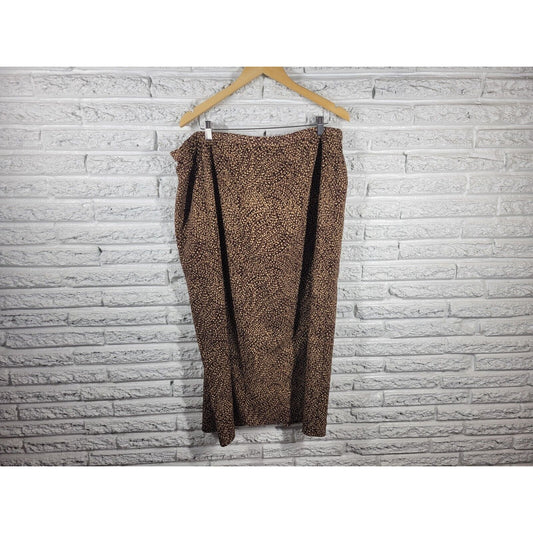 Norton McNaughton Womens Skirt 3X Midi Full Polyester Brown Floral Career Casual