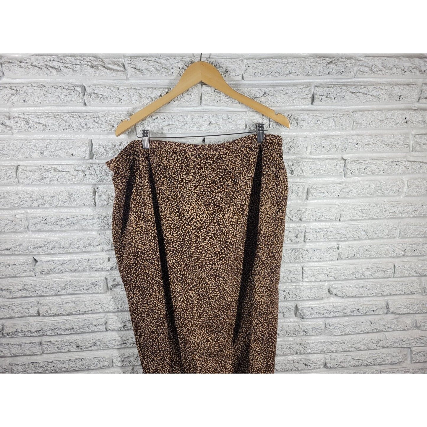 Norton McNaughton Womens Skirt 3X Midi Full Polyester Brown Floral Career Casual