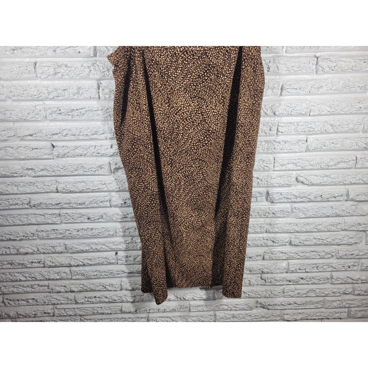 Norton McNaughton Womens Skirt 3X Midi Full Polyester Brown Floral Career Casual