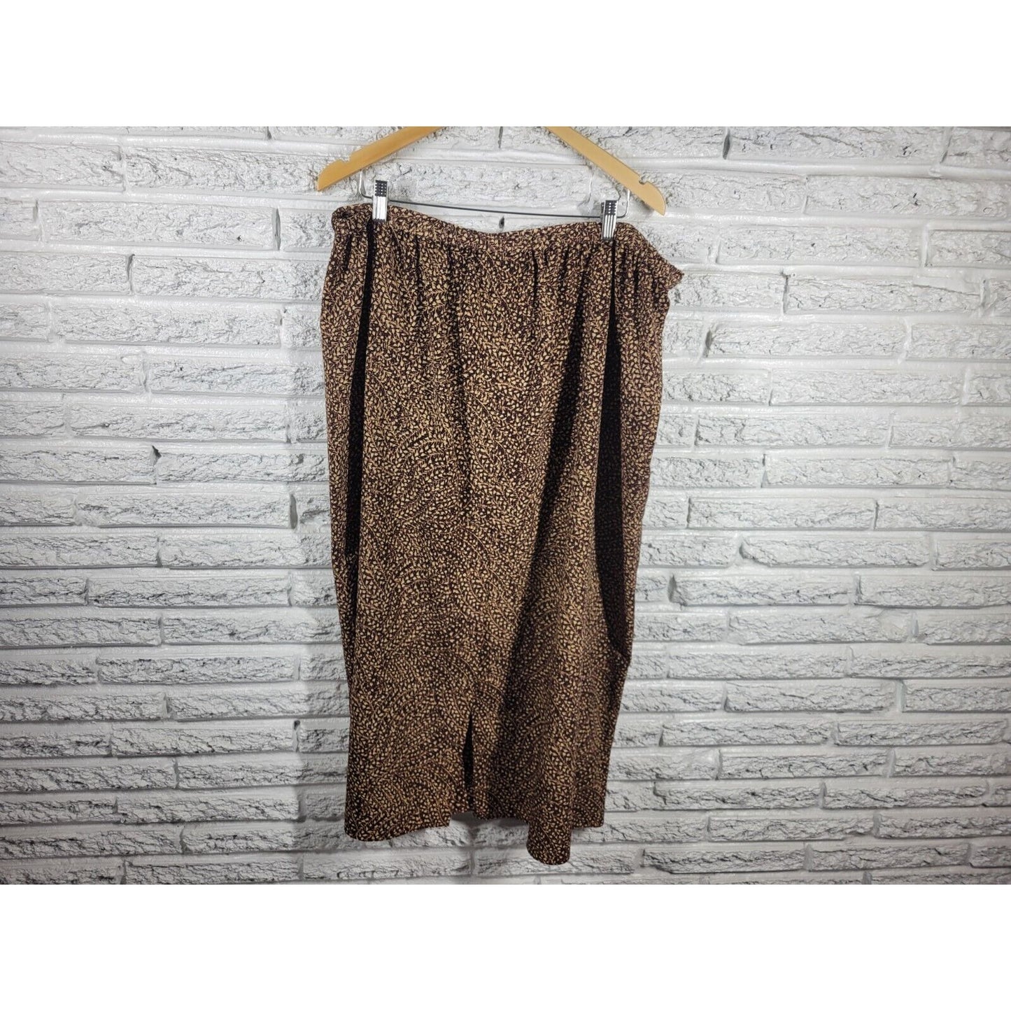 Norton McNaughton Womens Skirt 3X Midi Full Polyester Brown Floral Career Casual