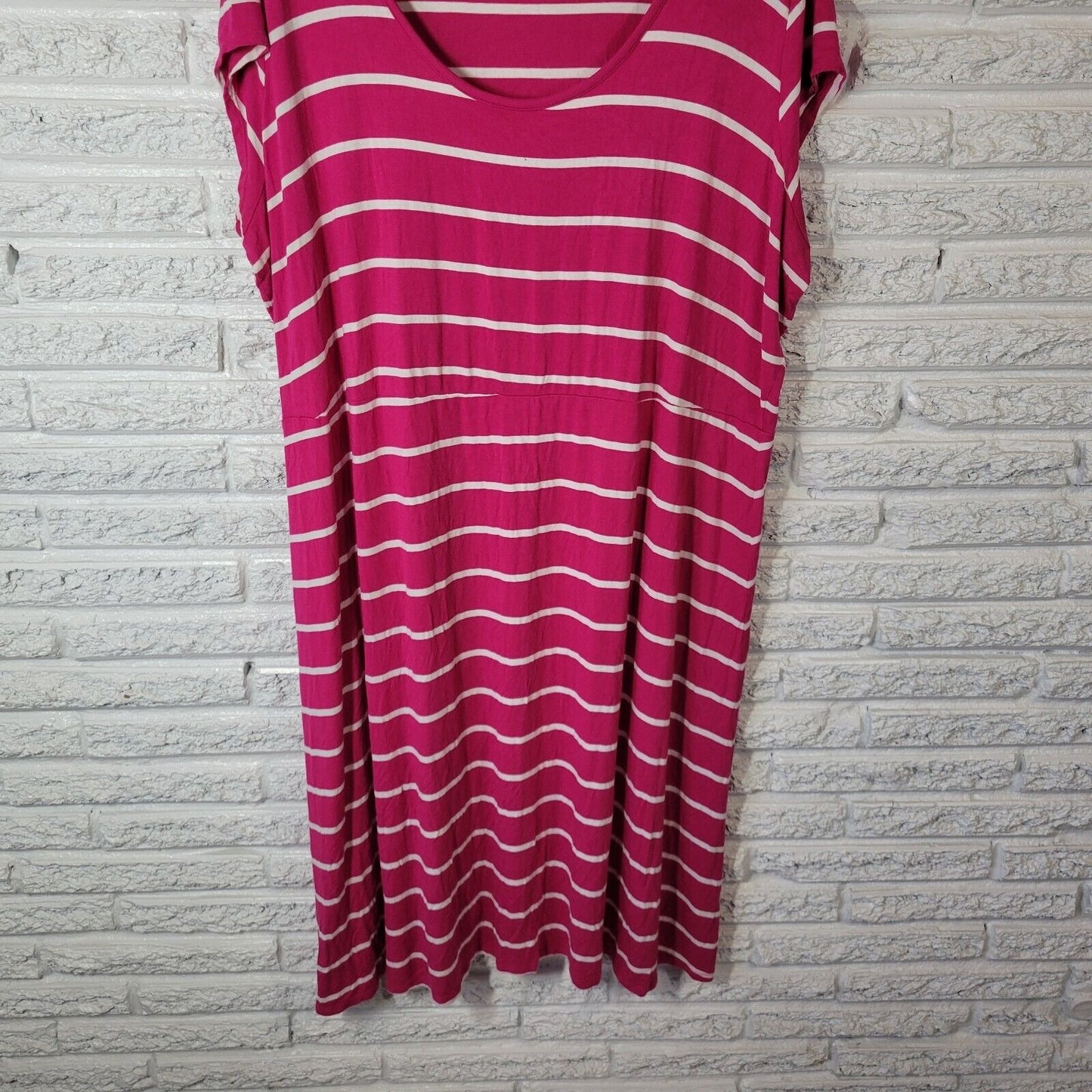 Old Navy Womens Dress 3X Plus Cap Sleeve Pink Stripe Scoop Neck Rayon Blend