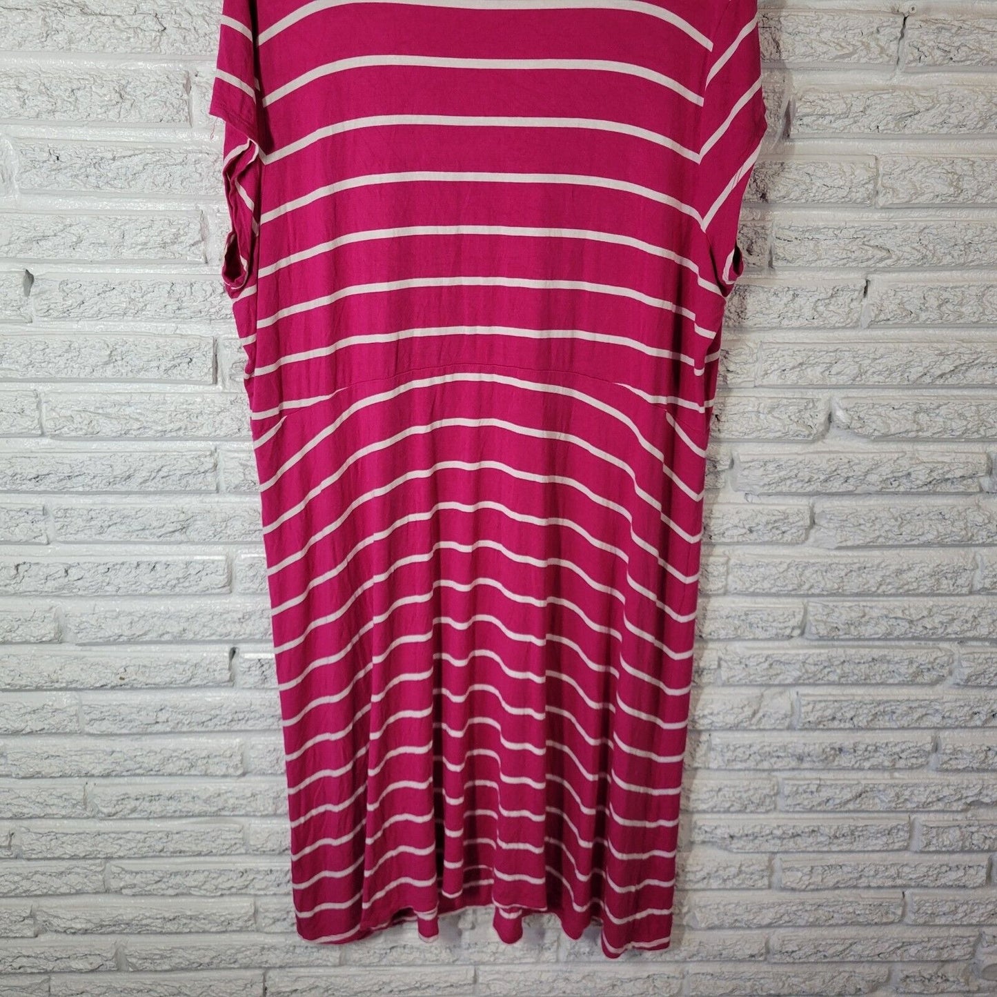 Old Navy Womens Dress 3X Plus Cap Sleeve Pink Stripe Scoop Neck Rayon Blend