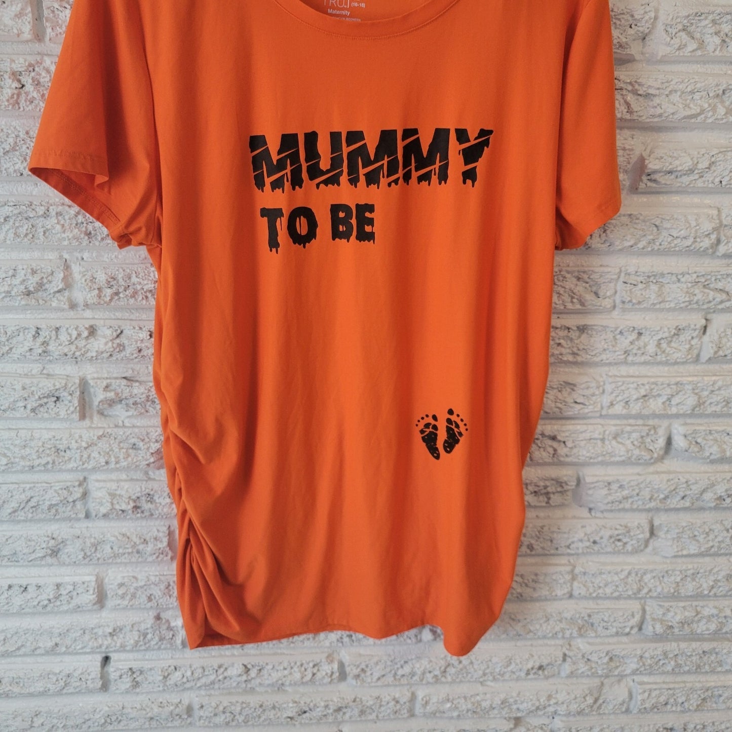 Halloween Time Tru Womens Maternity Top XL Tee Comfy Orange Mummy to Be Mom