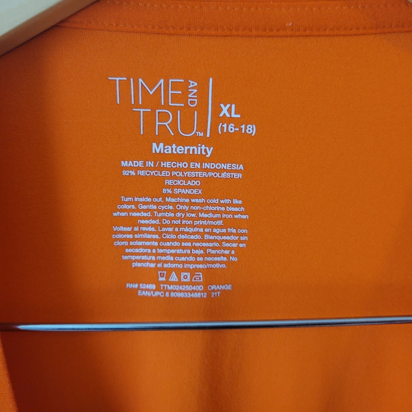 Halloween Time Tru Womens Maternity Top XL Tee Comfy Orange Mummy to Be Mom