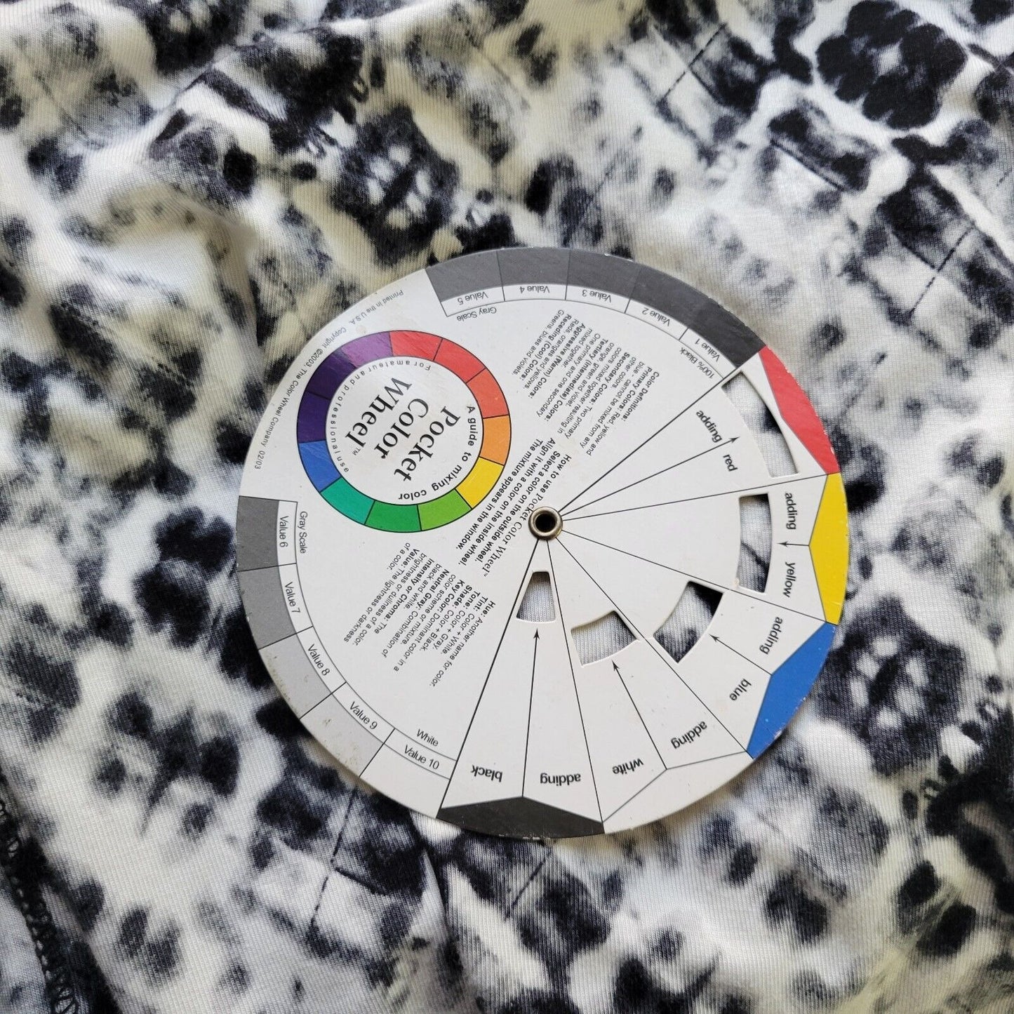 Rose Olive Womens Top 1X Plus Tunic 3/4 Sleeve Black White Tie Dye Rayon Spandex