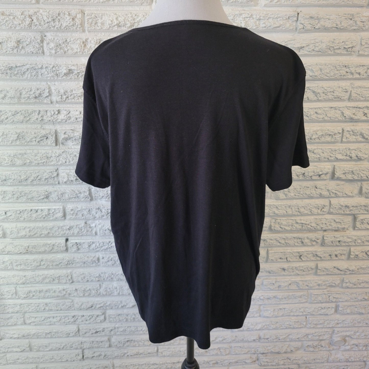 Brunswick Square Women Top XL Tee Short Sleeve Casual Black Cotton Blend Studded