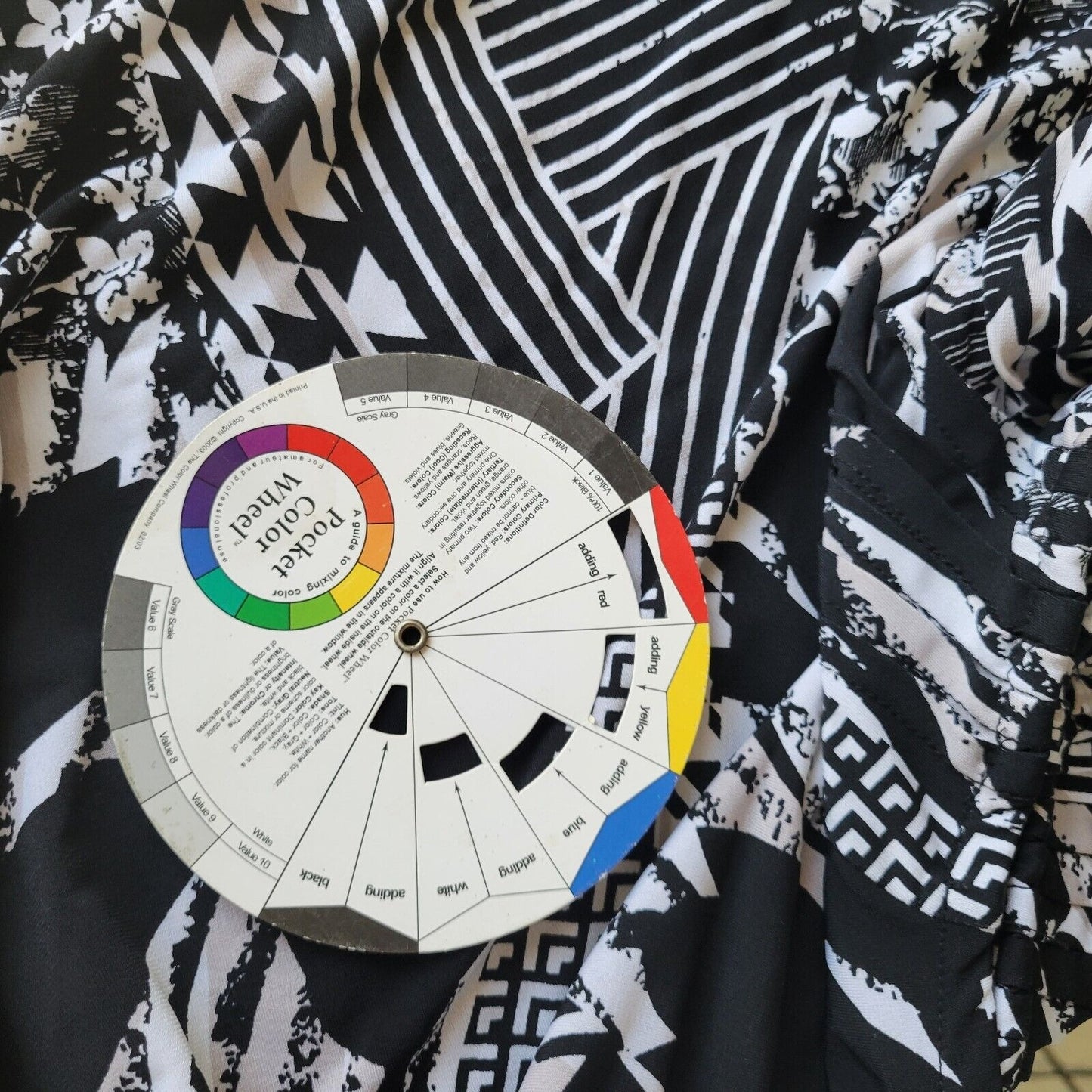 Valerie Stevens Womens Top 2X Plus Short Sleeve Black Geometric Pleated Office