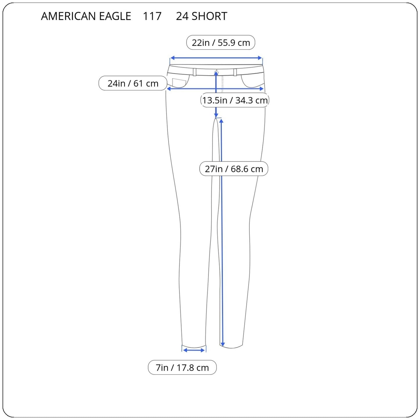 American Eagle Womens Jeans 24 Short 24WP Distressed Destroyed Blue Denim Button