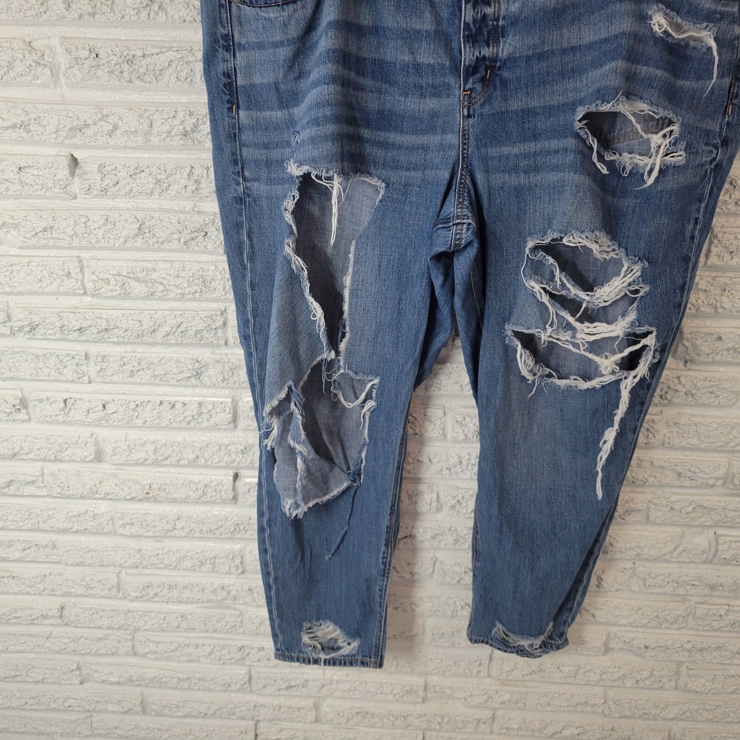 American Eagle Womens Jeans 24 Short 24WP Distressed Destroyed Blue Denim Button