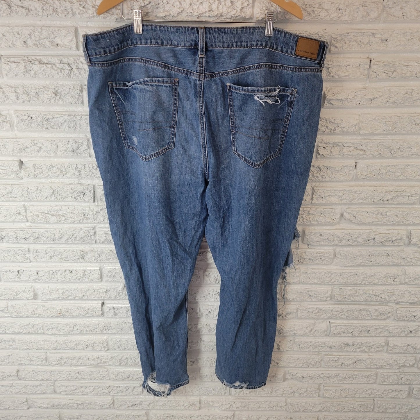 American Eagle Womens Jeans 24 Short 24WP Distressed Destroyed Blue Denim Button