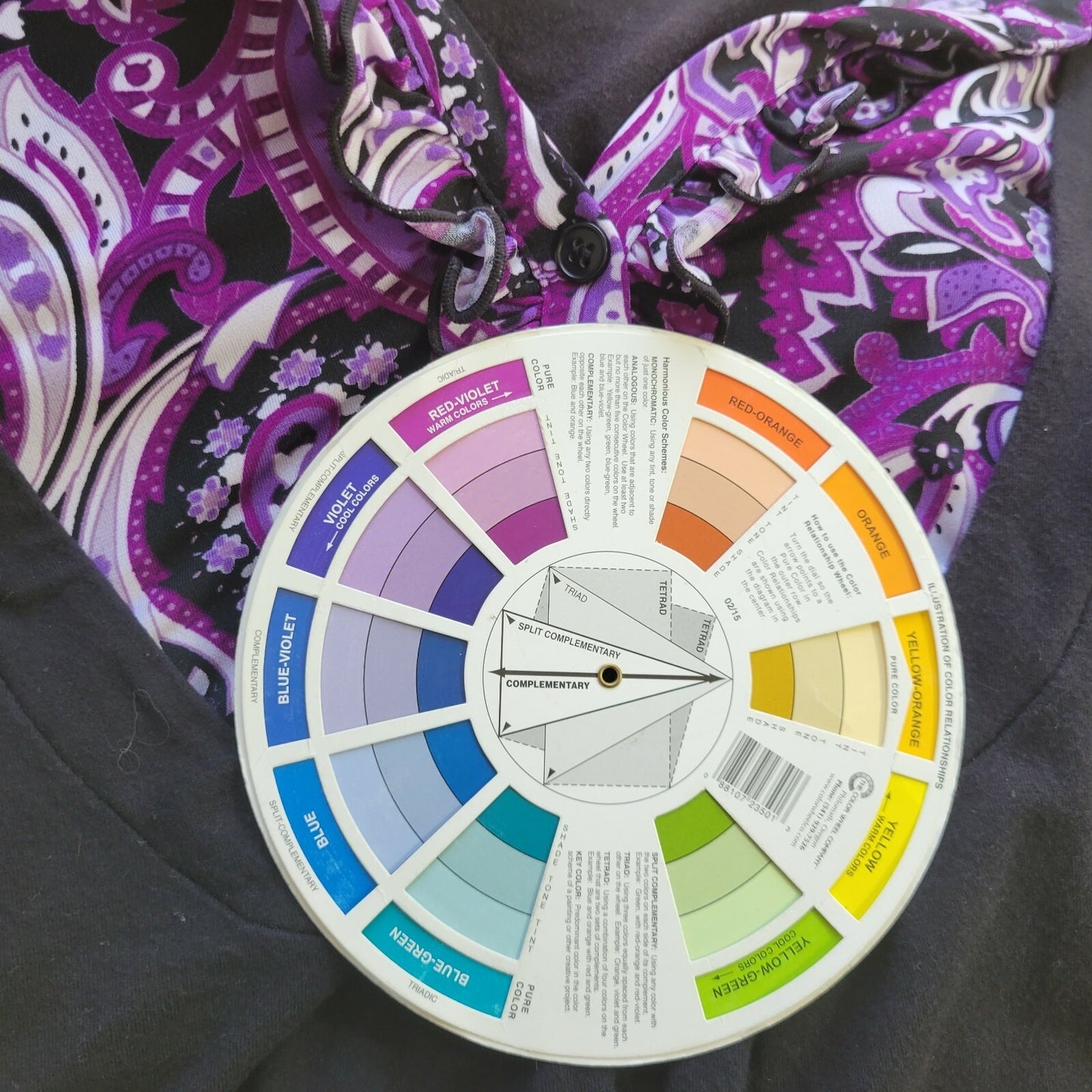 Style & Co Womens Top 2X Plus Short Sleeve Paisley Quarter Button Collar Purple