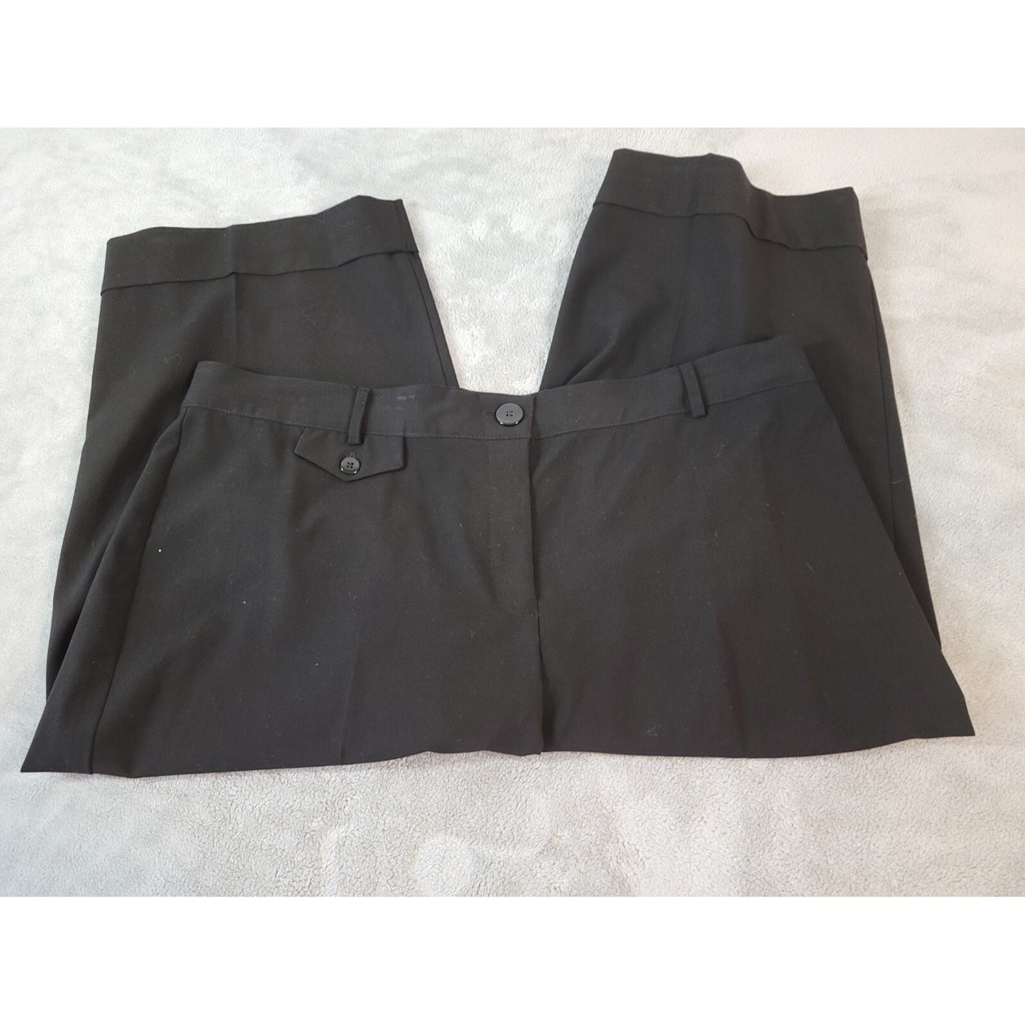 Dress Barn Womens Pants 20 Plus Capri Black Poly Blend Zip Fly Faux Wide Leg