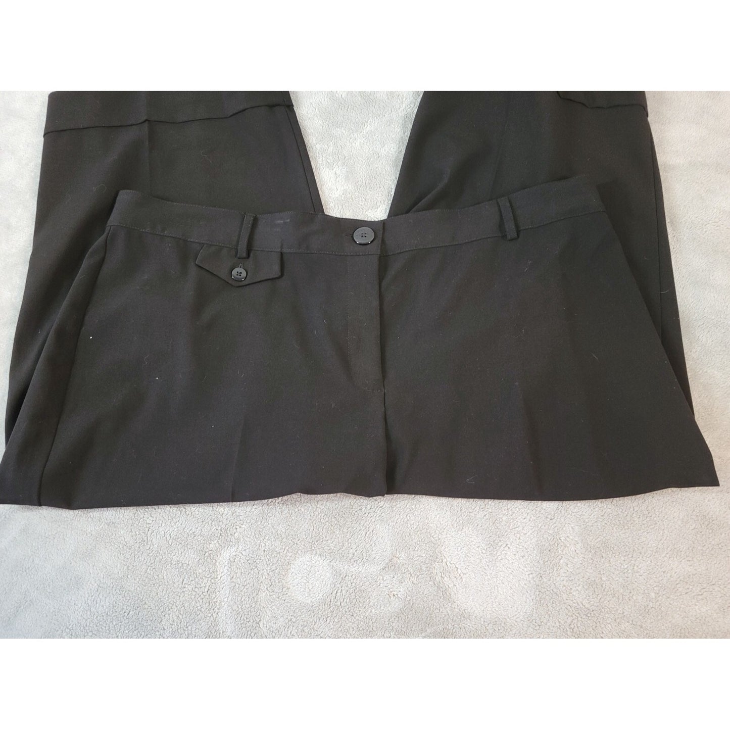 Dress Barn Womens Pants 20 Plus Capri Black Poly Blend Zip Fly Faux Wide Leg