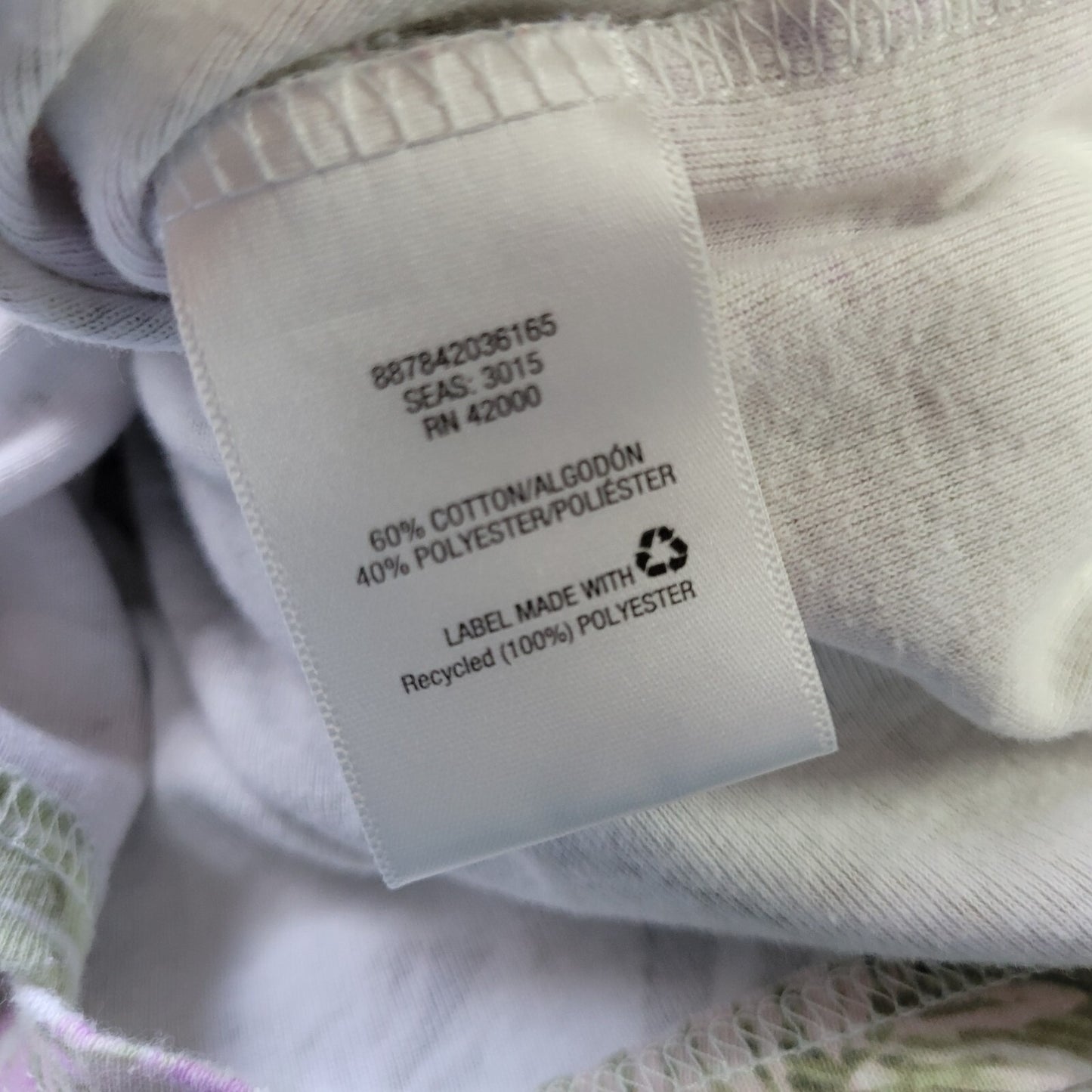 Basic Editions Womens Top 2X Plus Tee Short Sleeve Green Purple Floral Studded