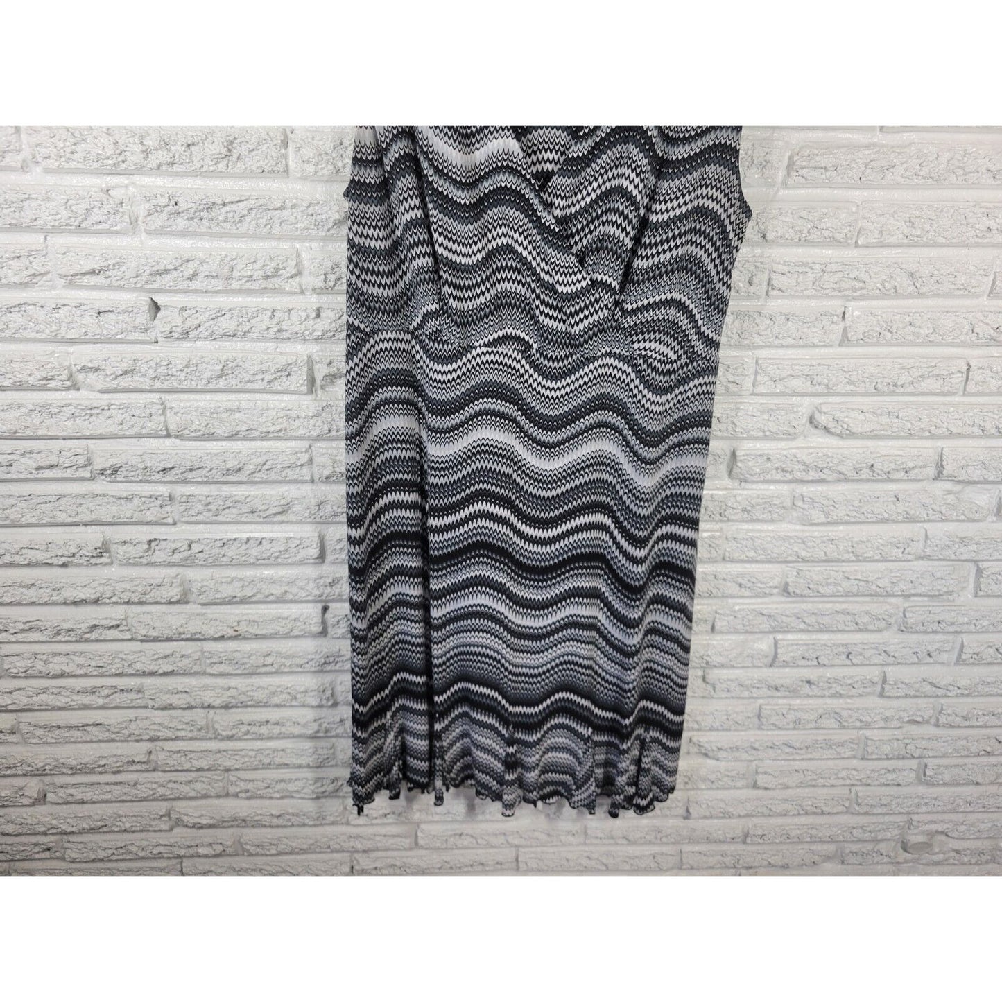 Glamour Womens Dress 18W Sleeveless Sheath Black Geometric Poly Blend Ruffle