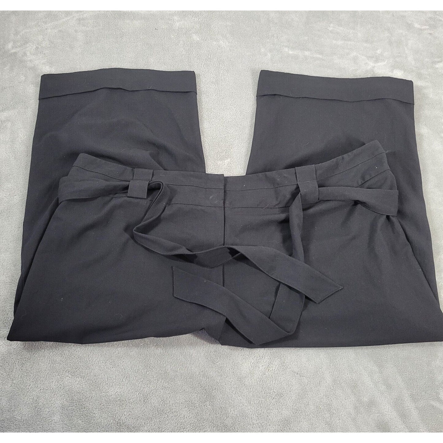 Lane Bryant Womens Pants 26 Plus Capri Black Zip Fly Sash Cuffed Poly Blend