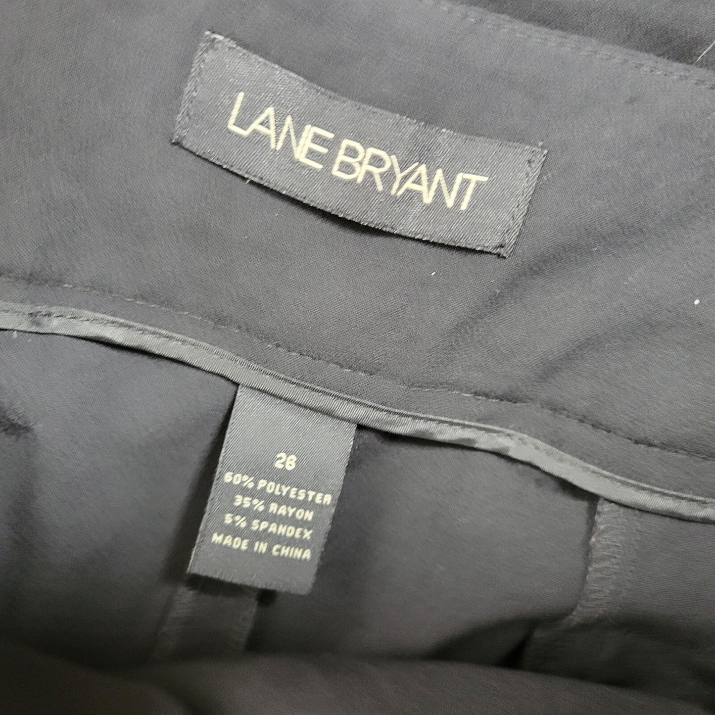 Lane Bryant Womens Pants 26 Plus Capri Black Zip Fly Sash Cuffed Poly Blend