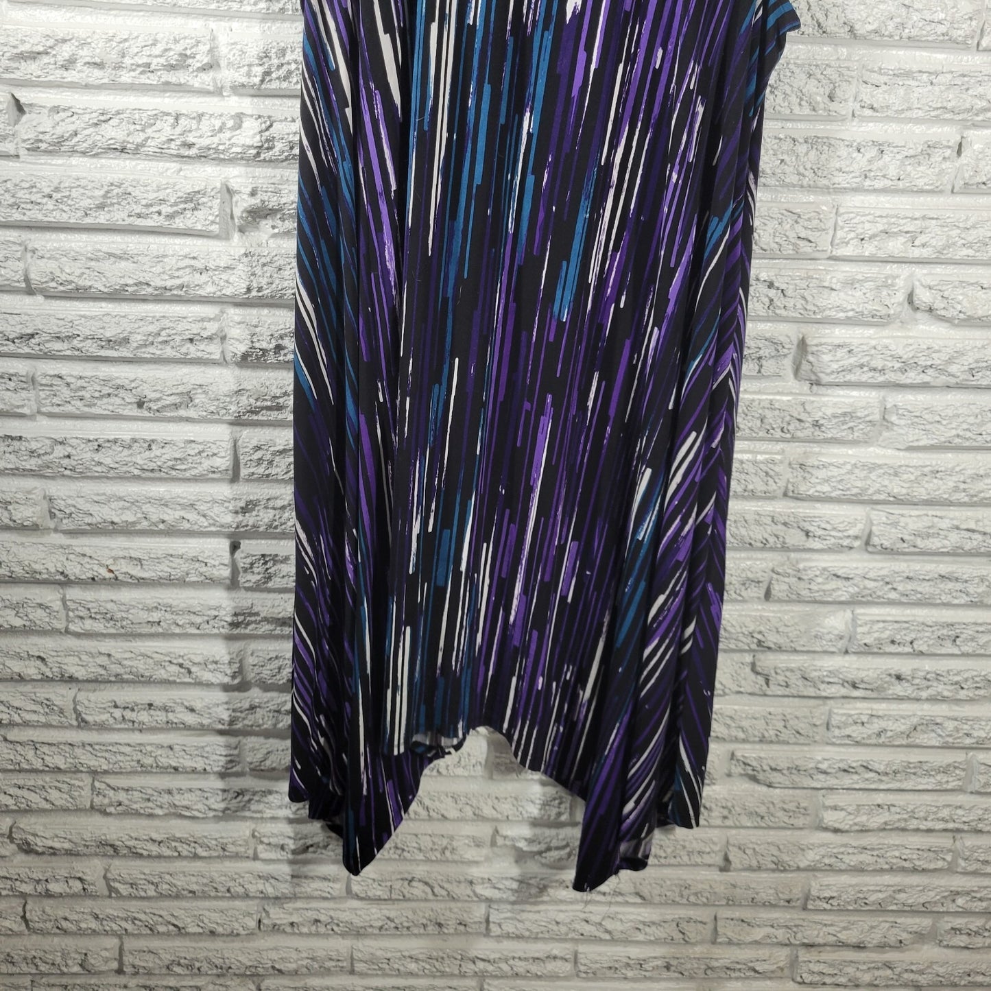 Catherines Womens Dress 2XWP Plus Sleeveless Purple Watercolor Lattice Neck