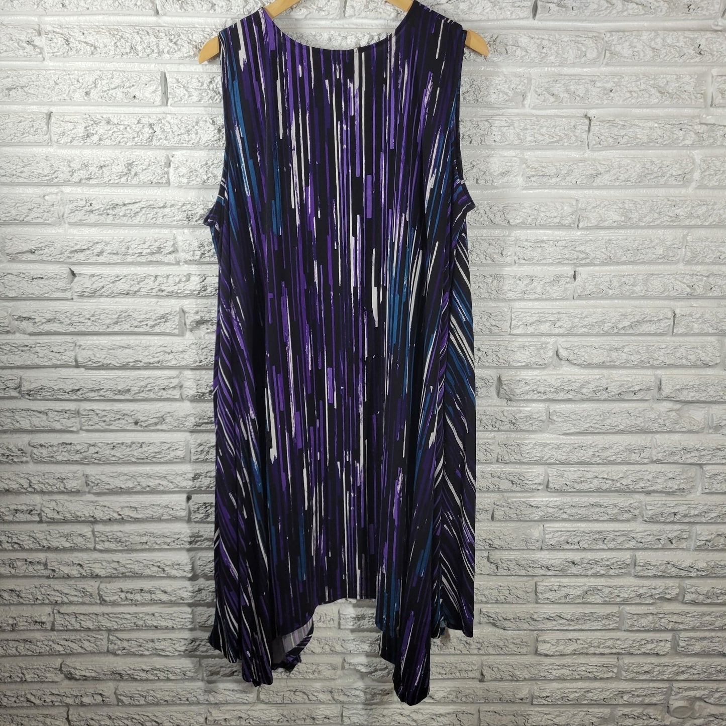 Catherines Womens Dress 2XWP Plus Sleeveless Purple Watercolor Lattice Neck