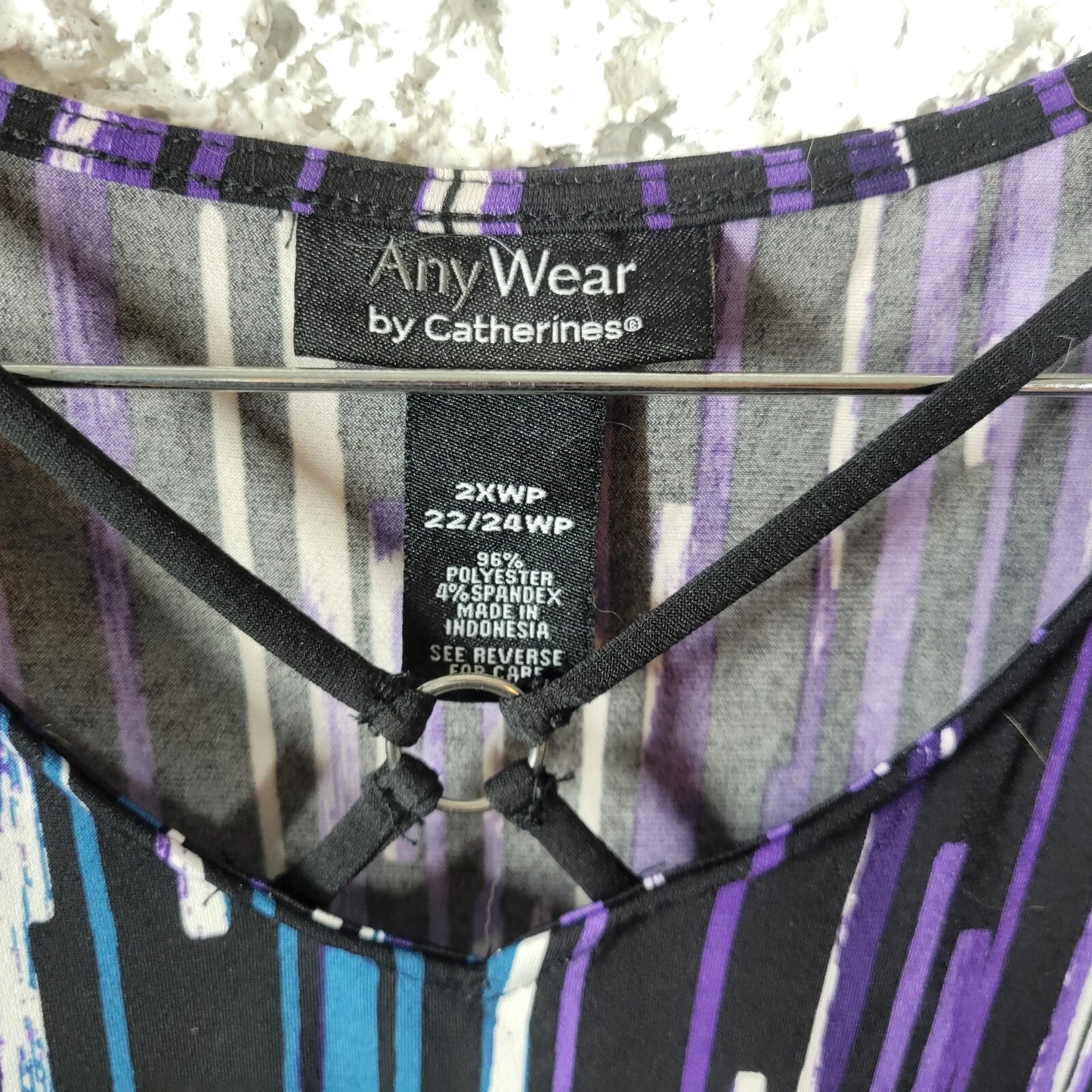 Catherines Womens Dress 2XWP Plus Sleeveless Purple Watercolor Lattice Neck