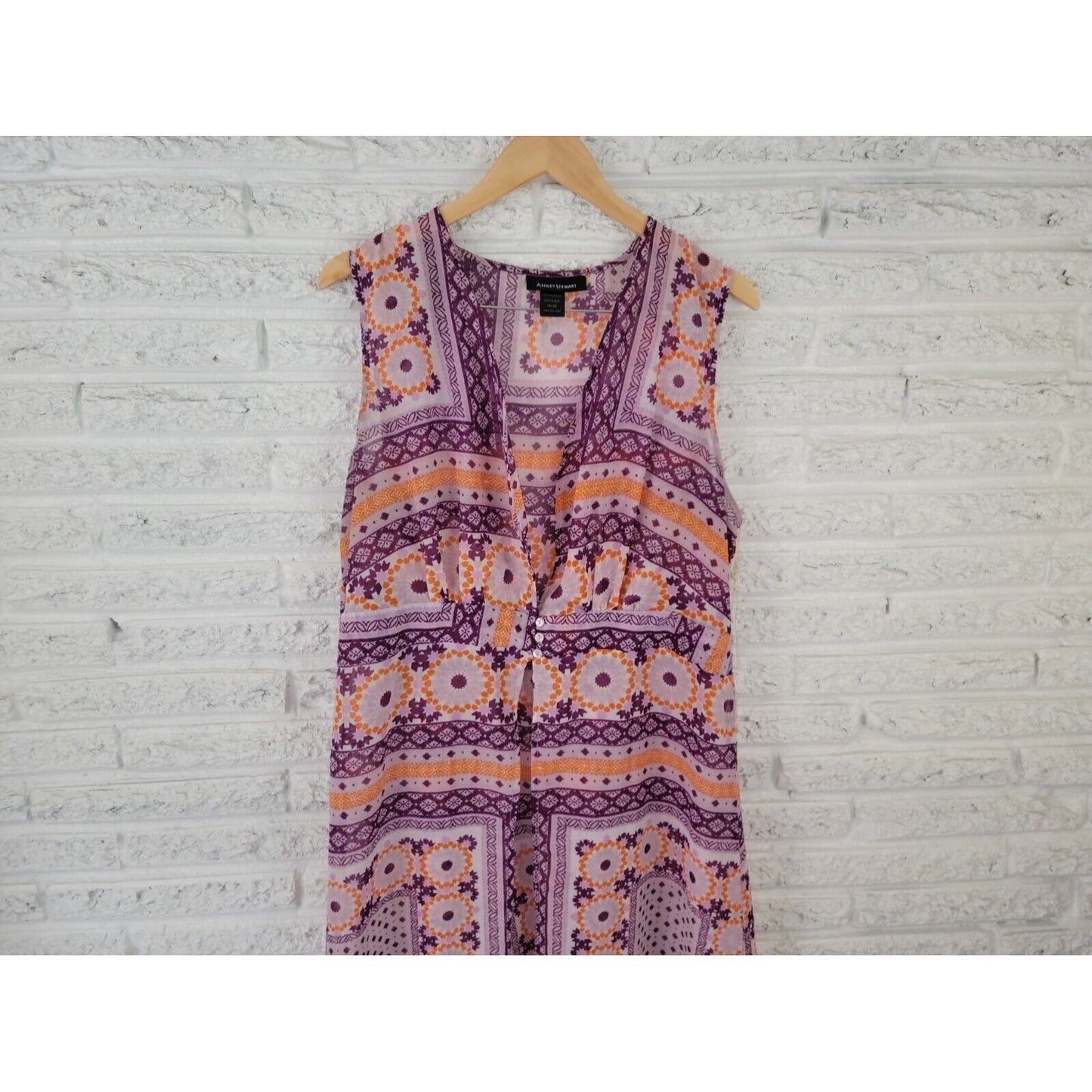 Ashley Stewart Womens Swim Coverup 18 20 Plus Open Maxi Sheer Purple Geometric