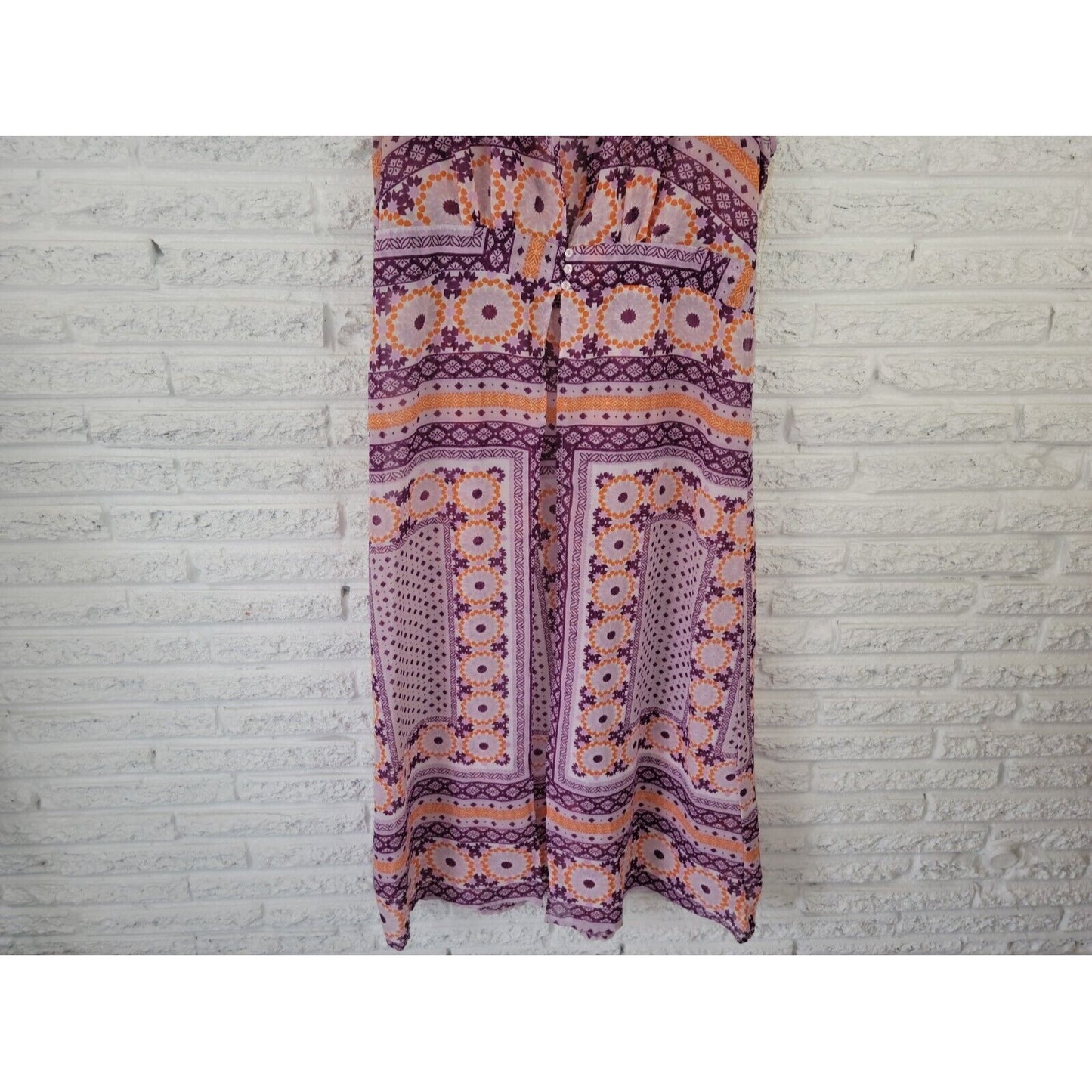 Ashley Stewart Womens Swim Coverup 18 20 Plus Open Maxi Sheer Purple Geometric