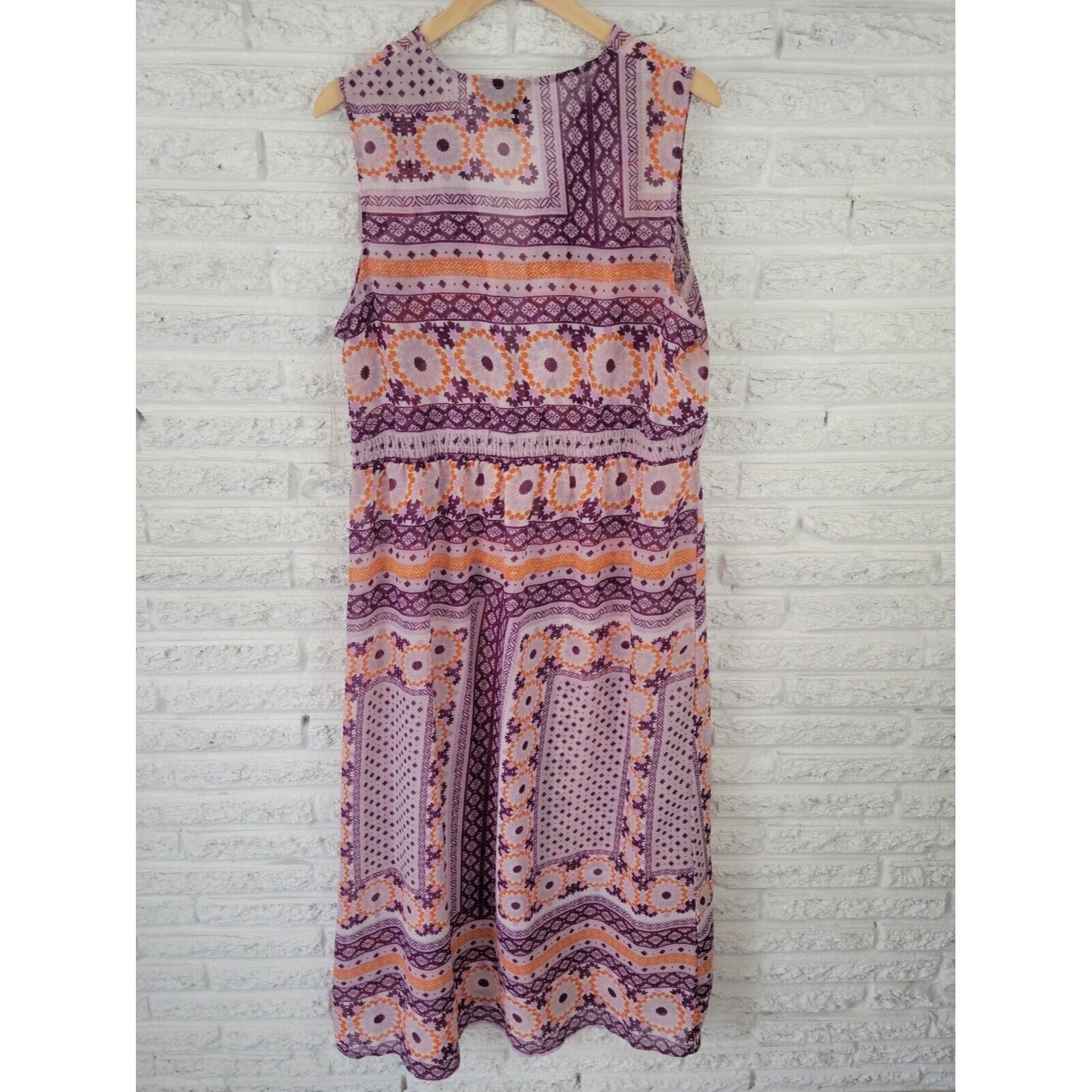 Ashley Stewart Womens Swim Coverup 18 20 Plus Open Maxi Sheer Purple Geometric