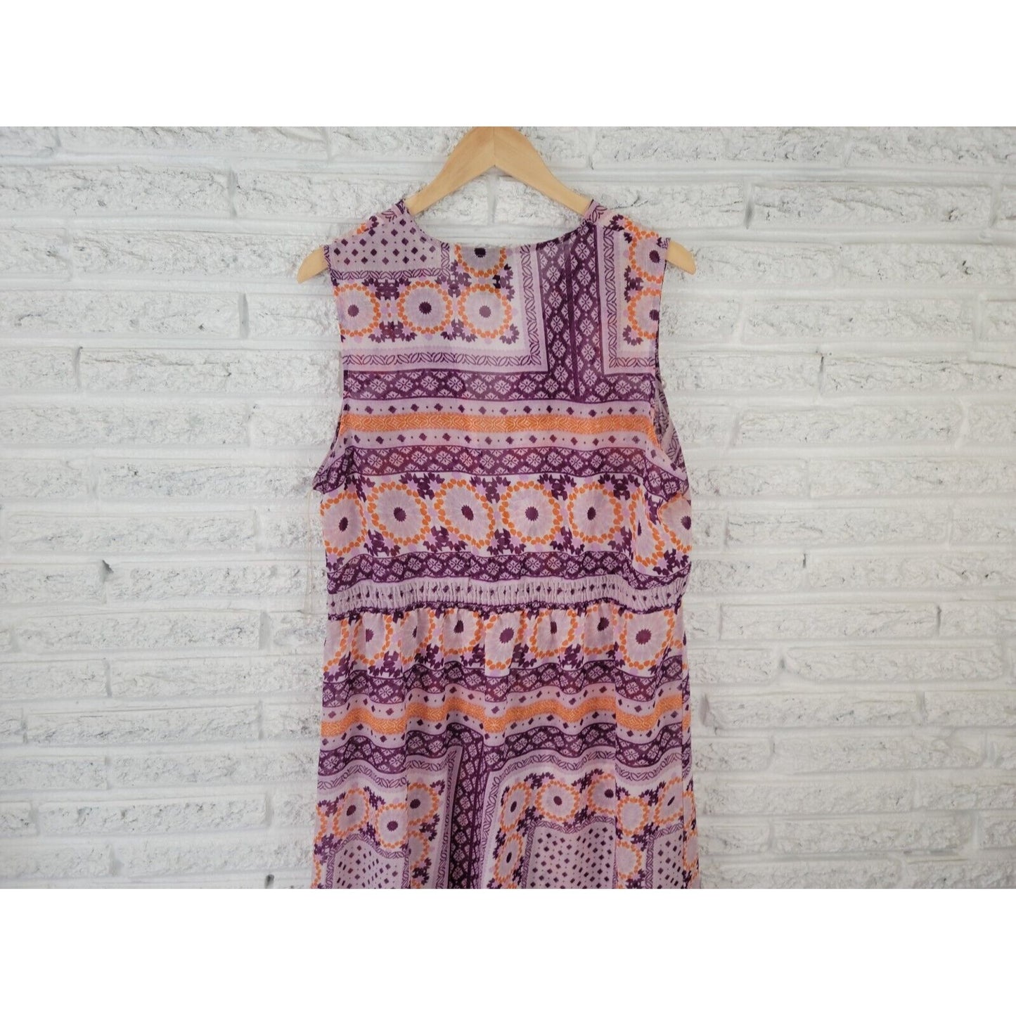 Ashley Stewart Womens Swim Coverup 18 20 Plus Open Maxi Sheer Purple Geometric