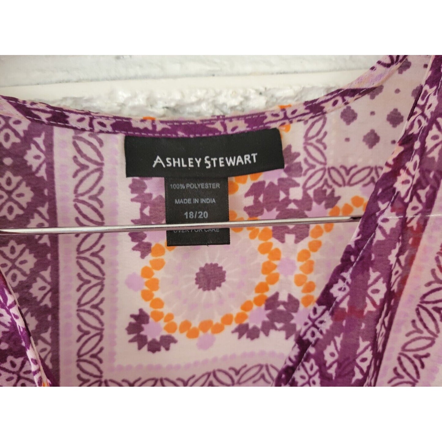 Ashley Stewart Womens Swim Coverup 18 20 Plus Open Maxi Sheer Purple Geometric