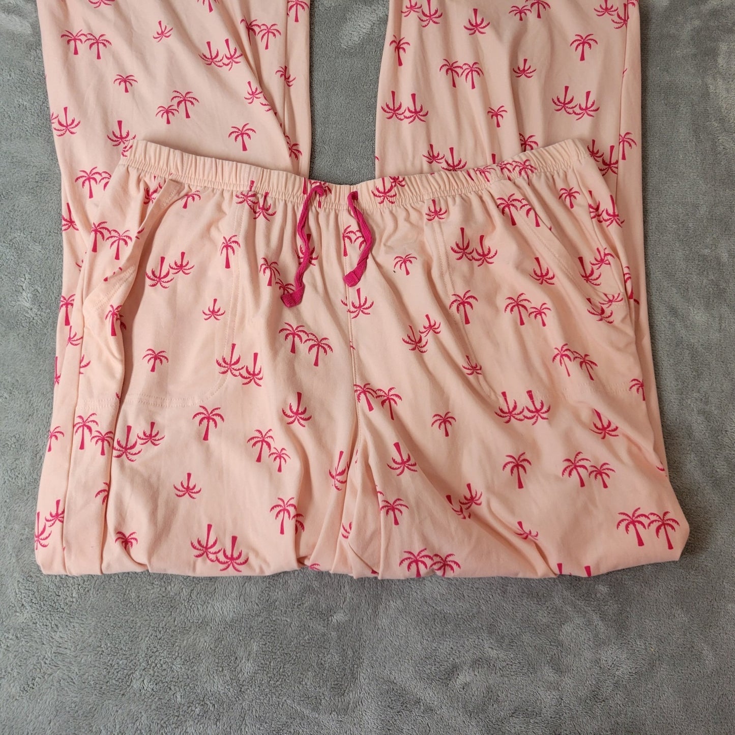 Sonoma Womens Pajama Pants Extra Large XL Pink Palm Trees Drawstring Lightweight