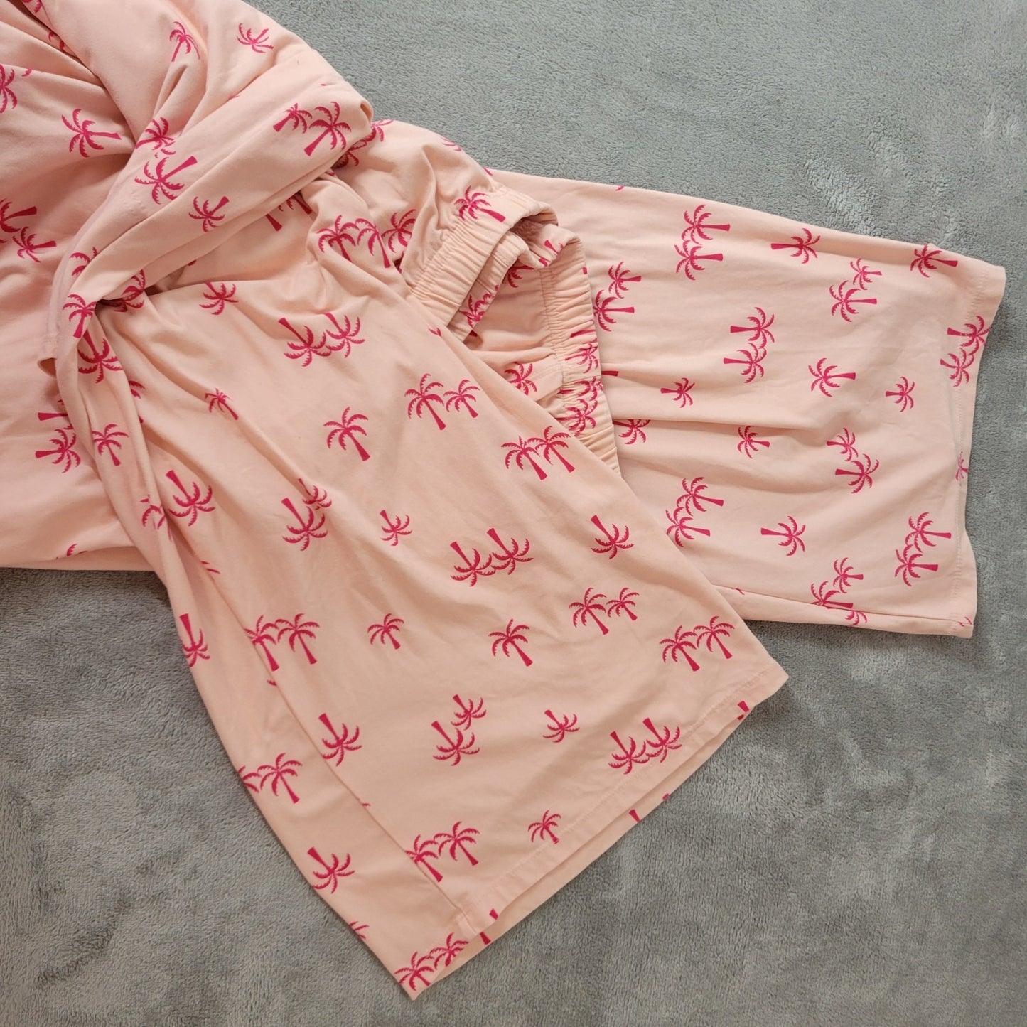 Sonoma Womens Pajama Pants Extra Large XL Pink Palm Trees Drawstring Lightweight