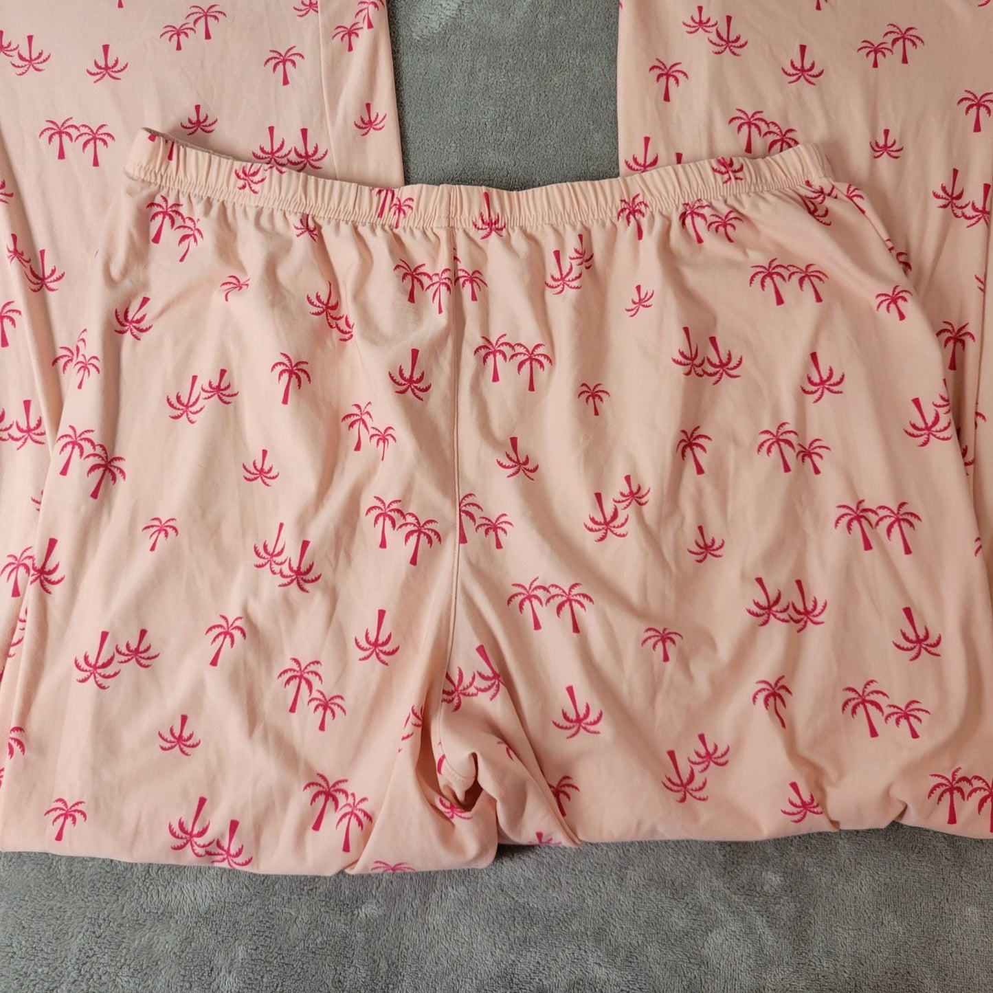 Sonoma Womens Pajama Pants Extra Large XL Pink Palm Trees Drawstring Lightweight