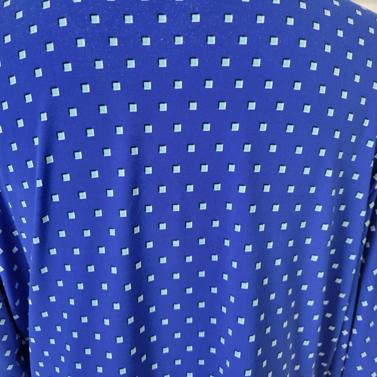 Liz Claiborne Womens Top Extra Large Blue Tiny Squares Poly Blend Lightweight