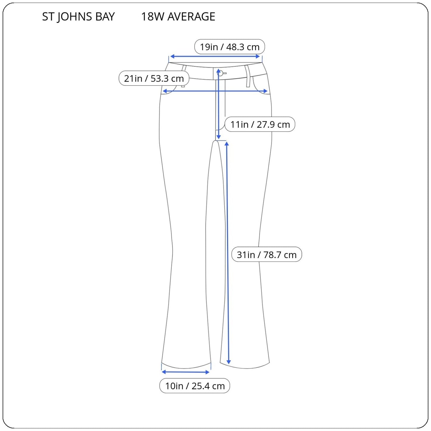 St Johns Bay Women Jeans 18W Plus Average Boot Cut Black Corduroy Denim Zip Fly